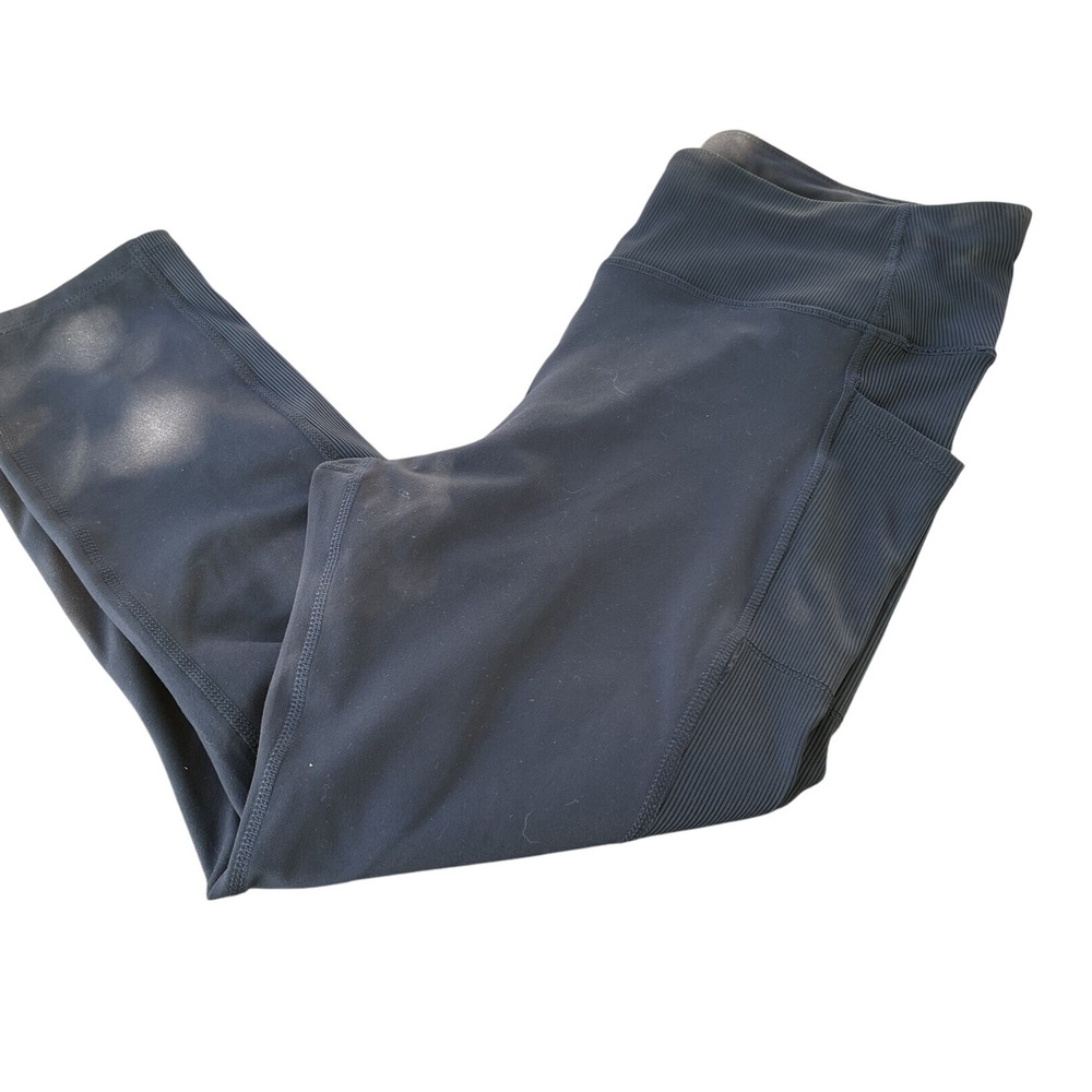Athletic Works Womens Black‎ Ribbed Waist Capri Leggings Size L (12-14)